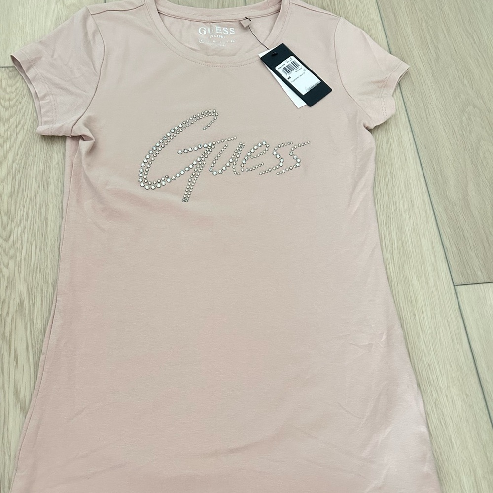 Guess Beige T-Shirt with Silver Logo
